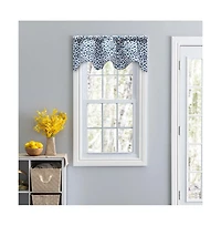 Ellis Athens Printed Tile Design on a Ground 3" Rod Pocket Premium Scallop Valance Lined 50"x16" Navy