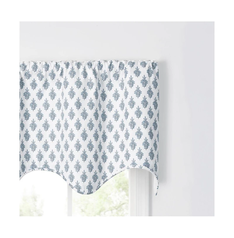 Ellis Curtain Manchester 3" Rod Pocket 100% Cotton Machine Wash and Dry Tailored Valance 50" x 16" Blue