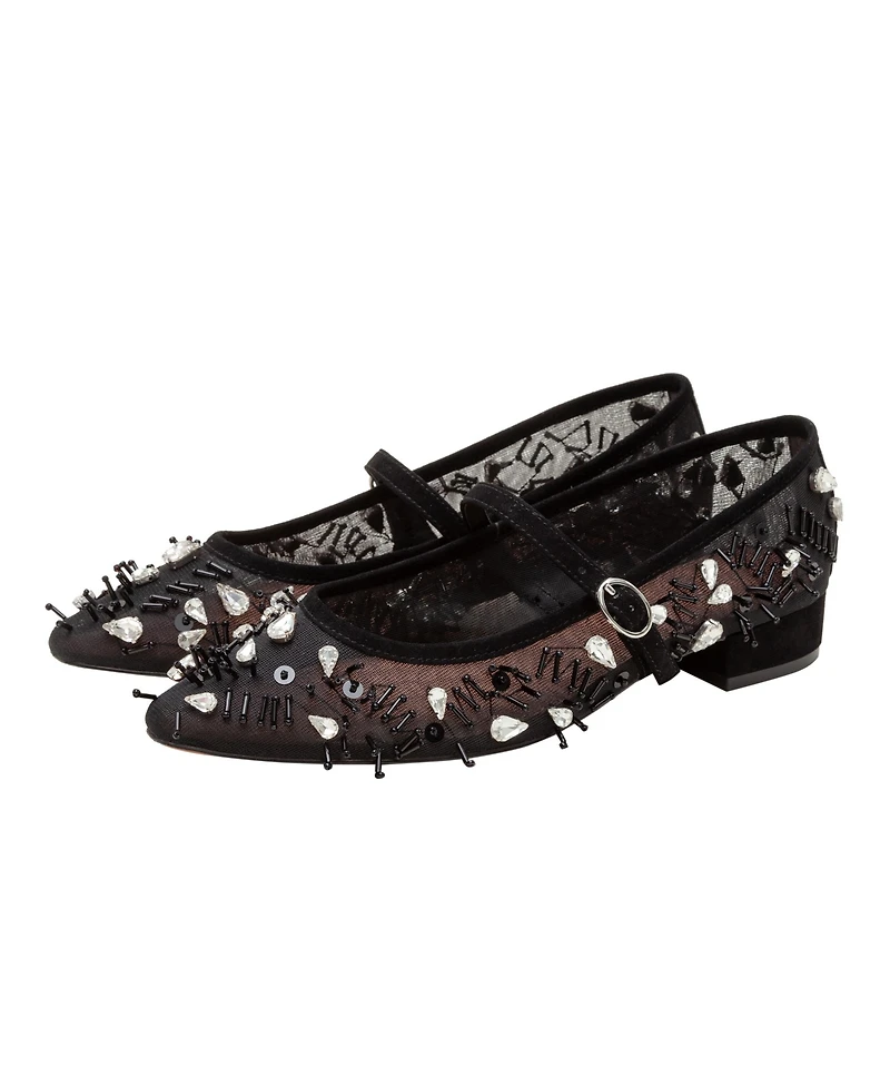 Maison | Beaded Mesh Low Heel Mj Pump