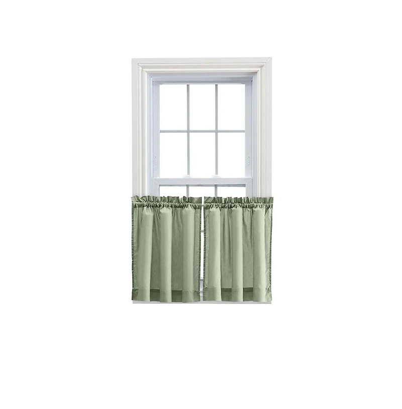 Ellis Stacey 1.5" Rod Pocket High Quality Fabric Solid Color Window Tailored Tier Pair 56"x24