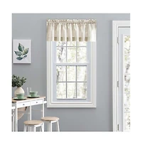 Ellis Curtain Plaza Classic Ticking Stripe Printed on Natural Ground 1.5" Rod Pocket Tailored Valance 58" x 15" Tan
