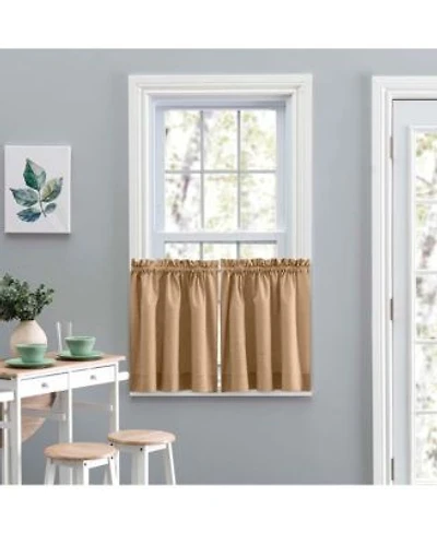 Ellis Lisa Solid Color Poly Cotton Add Touch Of Color To Room 1.5 X22 Rod Pocket Duck Fabric Tailored Tiers Tan