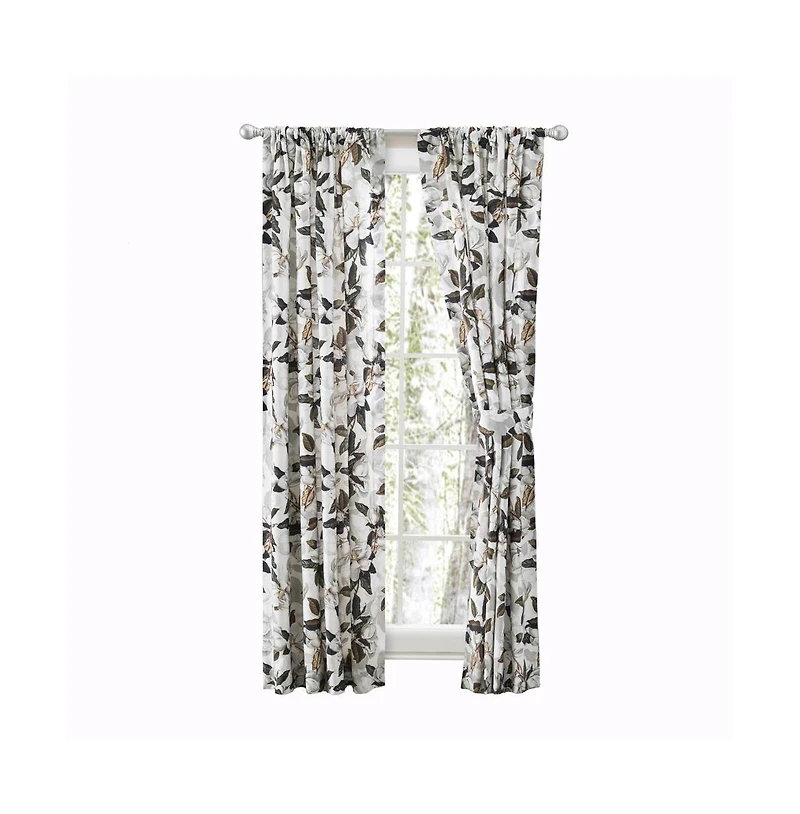 Ellis Curtain Magnolia Lined 3" Rod Pocket Curtain Panel Pair with Tiebacks 100" x 63