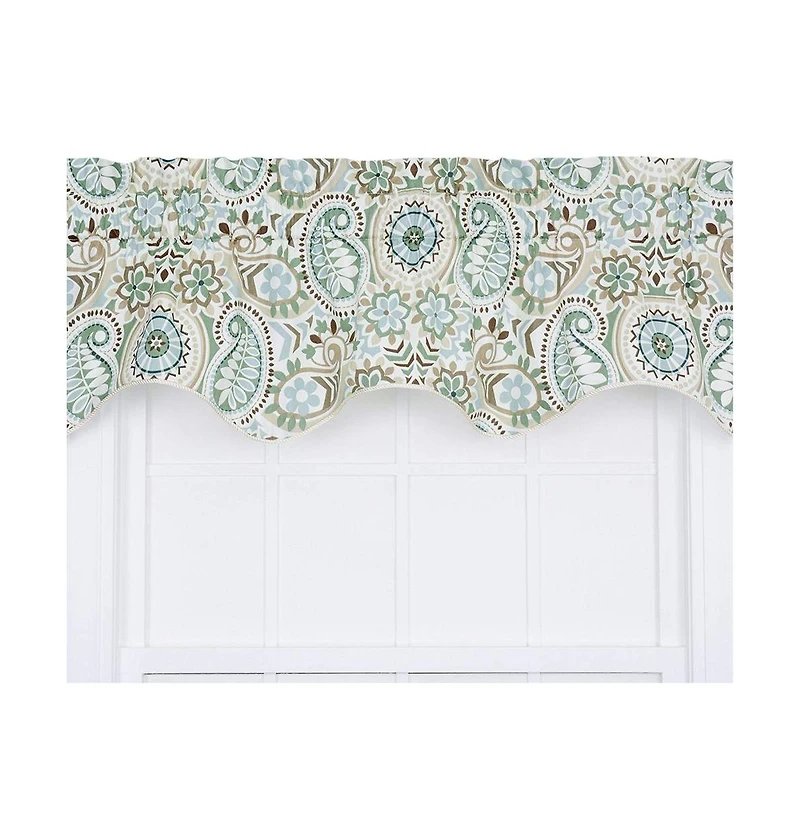 Ellis Curtain Paisley Prism Duchess 3" Rod Pocket Filler Valances for Windows 50" x 15" Latte