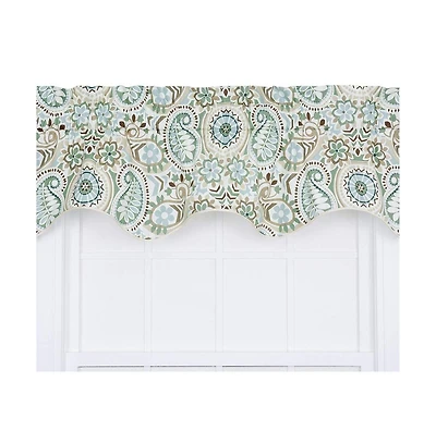 Ellis Curtain Paisley Prism Duchess 3" Rod Pocket Filler Valances for Windows 50" x 15" Latte