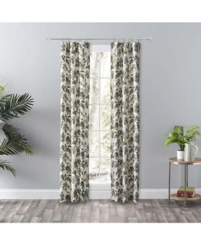 Ellis Curtain Madison Floral Design Printed Natural Ground 3 X22 Rod Pocket 56 X22 X 84 X22 Tailored Panel Pair Blue