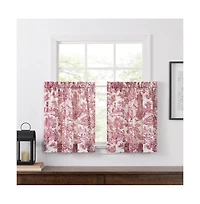 Ellis Curtain Victoria Park Toile Room Darkening Rod Pocket Window Curtain Panel - 68 x 84, Red