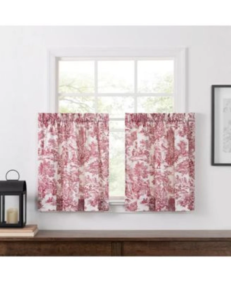 Ellis Curtain Victoria Park Toile Room Darkening Rod Pocket Window Curtain Panel 68 X 84 Red