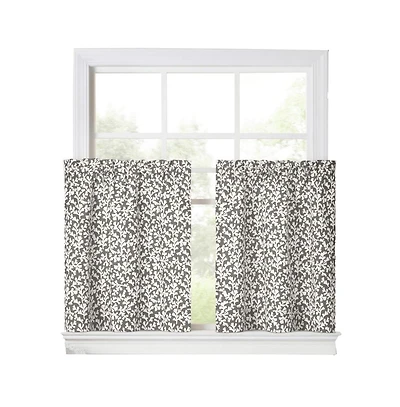 Ellis Curtain Sea Tumble Window Treatment 1.5" Rod Pocket 100% Cotton Curtain Tiers 50" x 24" Grey