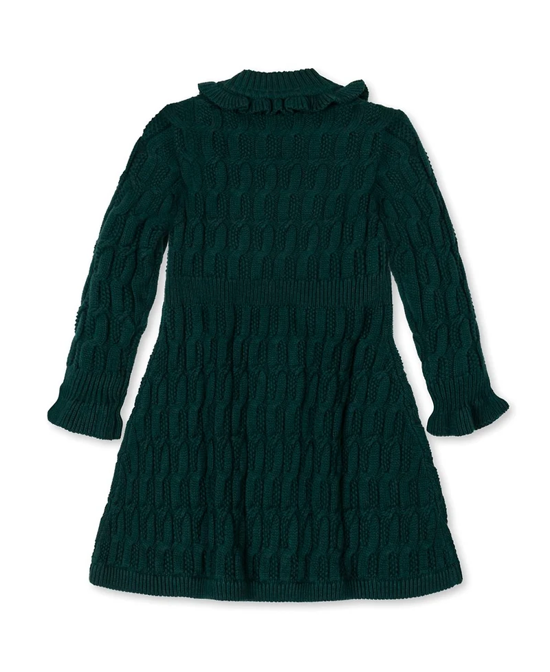 Hope & Henry Little and Big Girls' Organic Ruffle Edge Cable Knit Sweater Dress