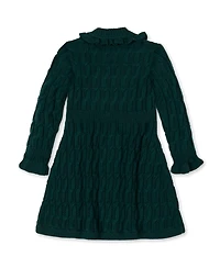 Hope & Henry Little and Big Girls' Organic Ruffle Edge Cable Knit Sweater Dress