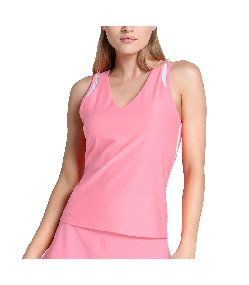 Lucky In Love Women's Shimmer V-Neck w/Bra Tennis Tank