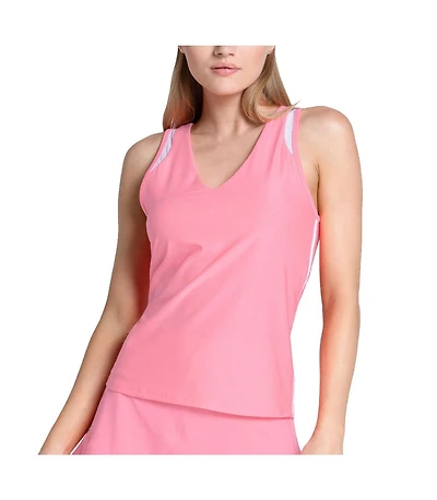Lucky In Love Women's Shimmer V-Neck w/Bra Tennis Tank