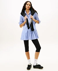 Tommy Jeans Women's Pleated Sparkle Collared Shirt Dress