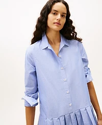 Tommy Jeans Women's Pleated Sparkle Collared Shirt Dress