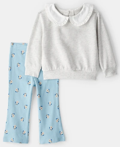 Carter's Baby Girls 2-Piece Peter Pan Collar Top and Flare Leggings Set