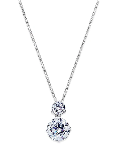 Eliot Danori Silver-Tone Cubic Zirconia Double Pendant Necklace, Created for Macy's