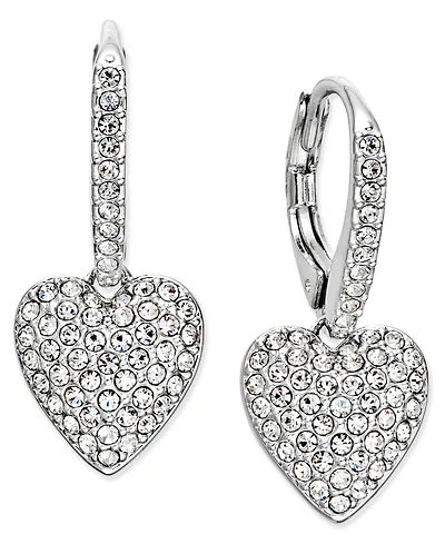 Eliot Danori Pave Heart Drop Earrings, Created for Macy's