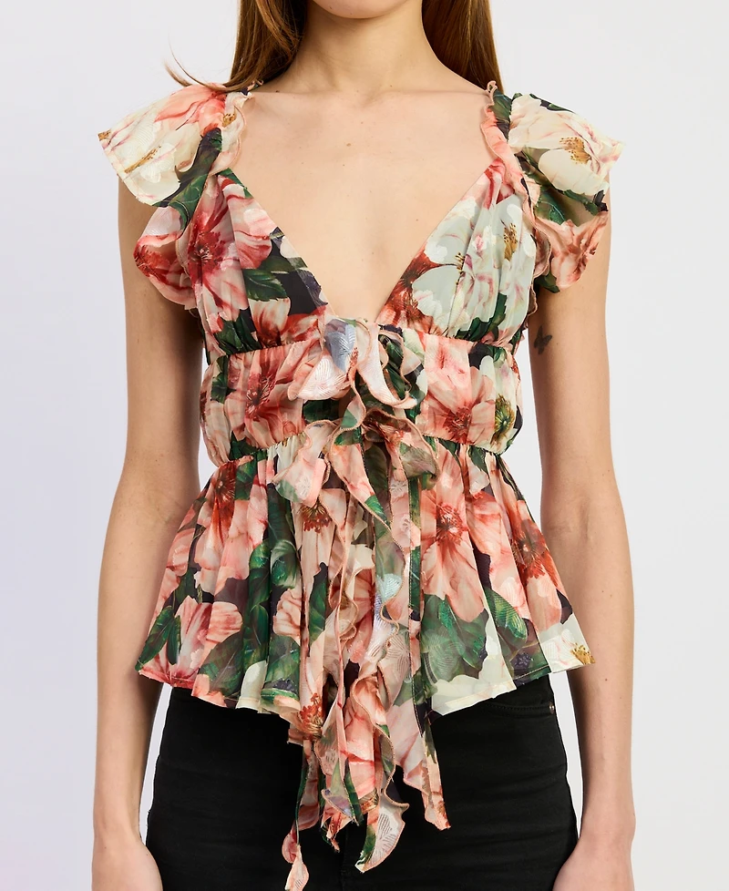 En Saison Women's Clarabell Sleeveless V-Neck Top