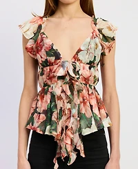 En Saison Women's Clarabell Sleeveless V-Neck Top