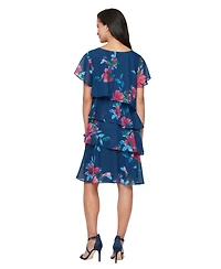 Sl Fashions Women's Printed V-Neck Short Dress