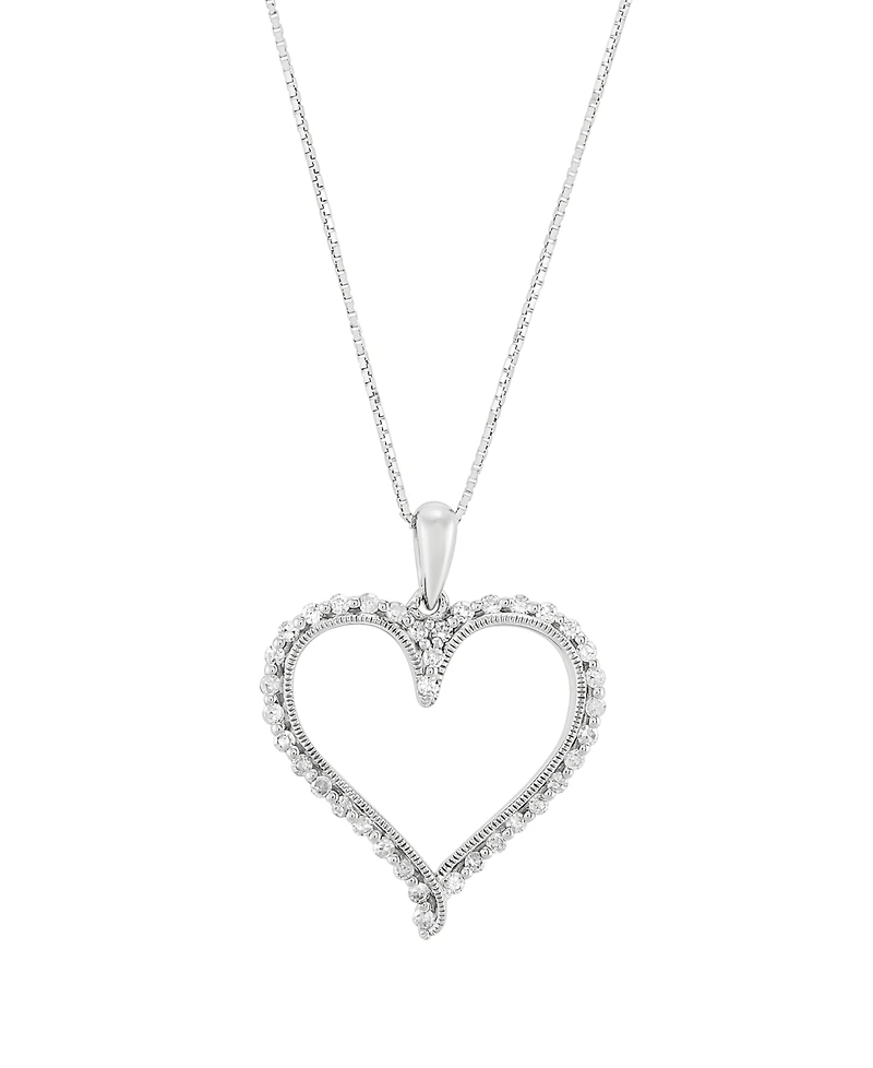 Macy's Diamond Heart Pendant Necklace (1/4 ct. t.w.) in 10K White Gold