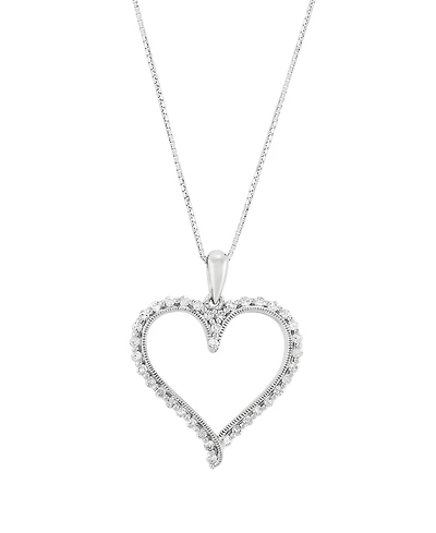 Macy's Diamond Heart Pendant Necklace (1/4 ct. t.w.) in 10K White Gold
