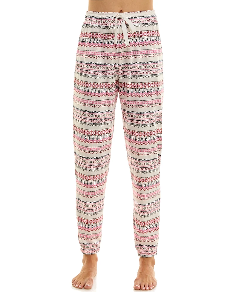 Roudelain Women's Printed Contrast Waistband Joggers