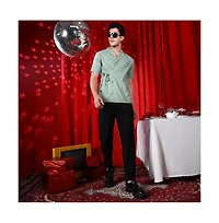 Campus Sutra Men's Sage Green Korean Wrap Shirt