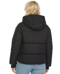 White Mark Plus Quilted Puffer Crop Jacket with Hood