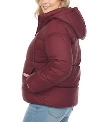 White Mark Plus Quilted Puffer Crop Jacket with Hood
