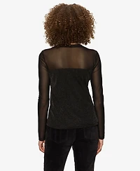 Sanctuary Women's Sparkle Mesh Long-Sleeve Top