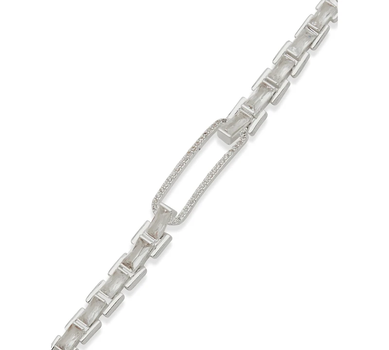 Anne Klein Cubic Zirconia Linked Chain Stone Fold-Over Bracelet
