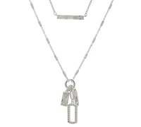 Anne Klein 2 in 1 Cubic Zirconia Stone Charm Multirow Necklace