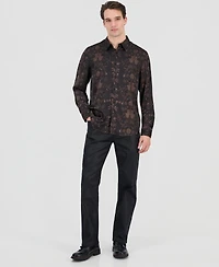 Guess Men's Charm Heritage Scroll Long-Sleeve Button-Front Shirt