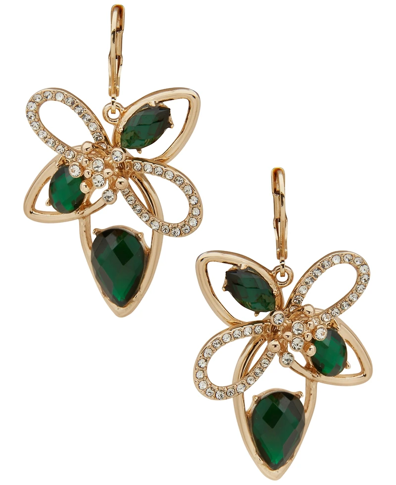 Anne Klein Jet Stone Floral Drop Earrings