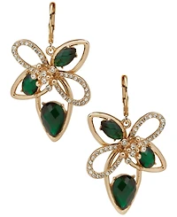 Anne Klein Jet Stone Floral Drop Earrings