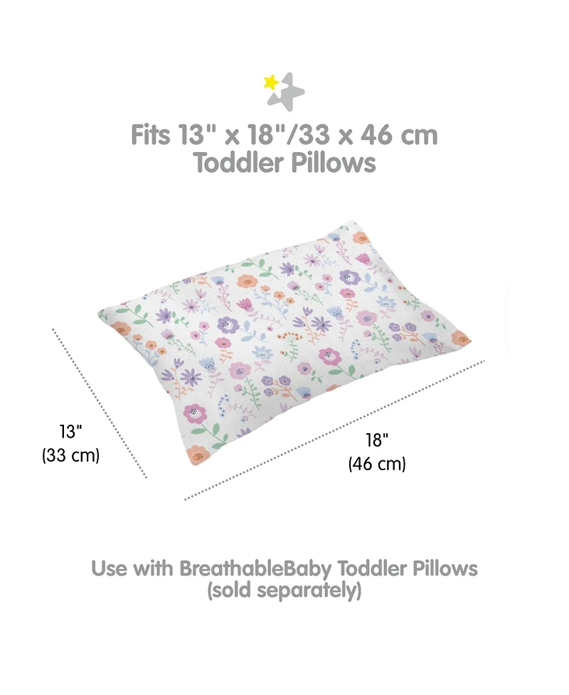 BreathableBaby Toddler Cotton Percale Pillowcase, For 13" x 18"/33 46 cm Pillow (2-Pack)