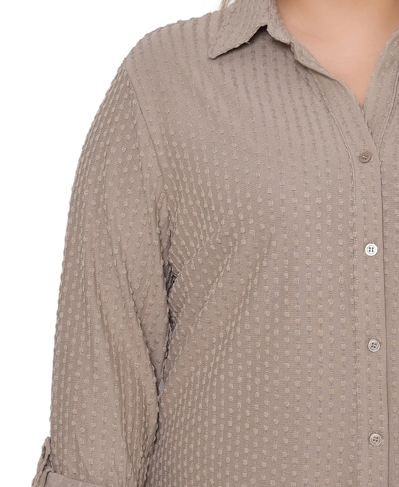 Ny Collection Women's Plus Long Sleeve Textured Knit Top