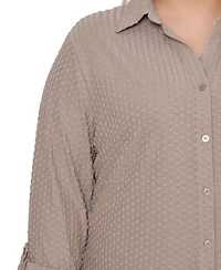 Ny Collection Women's Plus Long Sleeve Textured Knit Top