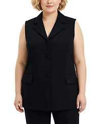 Ny Collection Women's Plus Sleeveless Scuba Vest Jacket