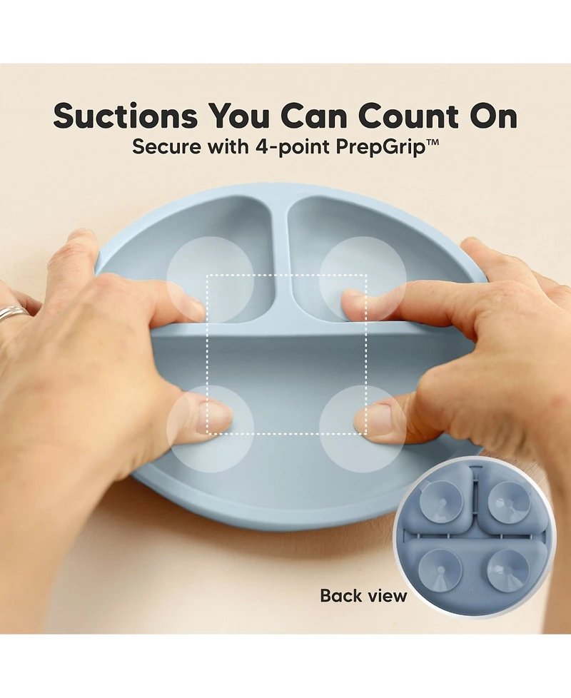 KeaBabies 3-Pack Prep Suction Plates for Baby, 100% Silicone Toddler Plates, Bpa-Free Divided Baby with