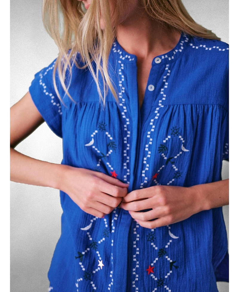 Cape Cove Coves Embroidered Top