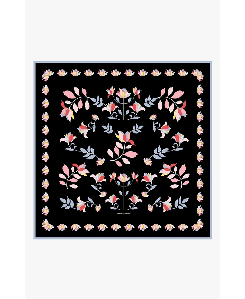 Jessie Zhao New York Double Sided Silk Scarf Midnight Garden