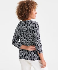 Style & Co Petite Pima Trailing Hearts Top, Macy's Exclusive