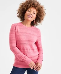 Style Co Womens Pointelle Crewneck Sweater Macys Exclusive