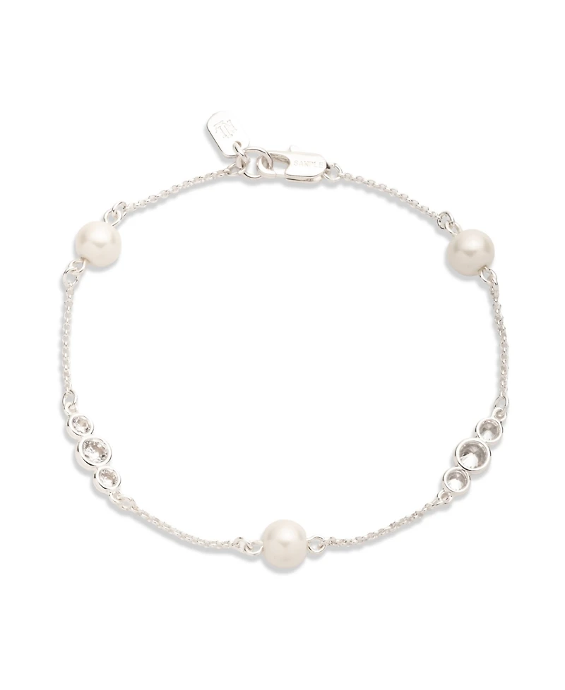 Lauren Ralph Lauren Cubic Zirconia and Imitation Pearl Station Flex Bracelet