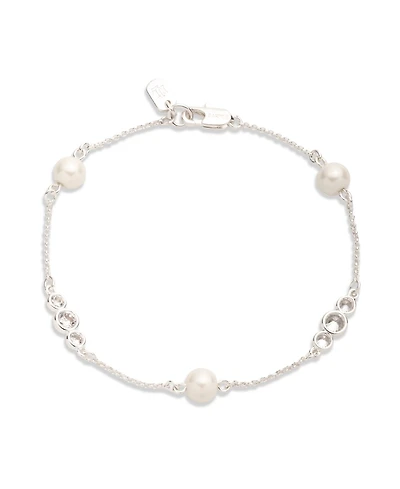 Lauren Ralph Lauren Cubic Zirconia and Imitation Pearl Station Flex Bracelet