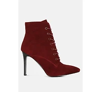 Sulfur Womens Suede Leather Stiletto Ankle Boot