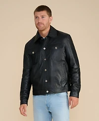 Men's Leather Jacket, Black, Created for Macy's
